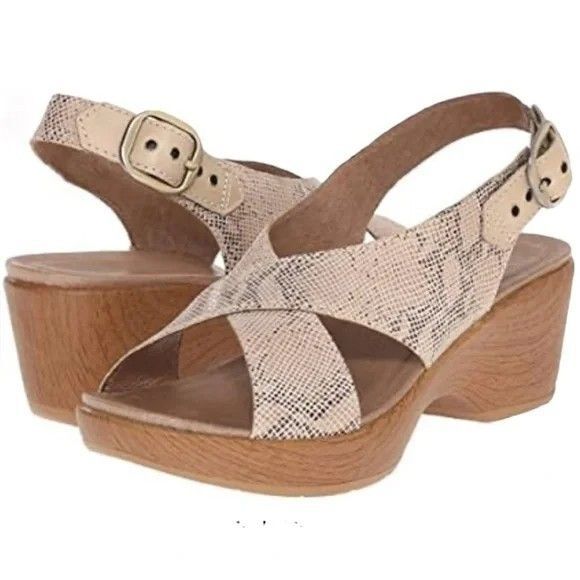 Dansko Women's Jacinda Slingback Sandal Taupe Snake Size 40 (US size 9.5-10) - Picture 1 of 6